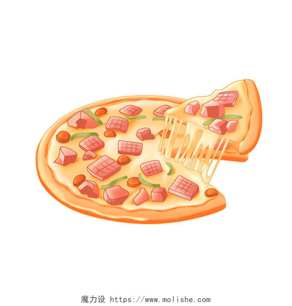 披萨元素扁平卡通风格披萨美食意大利料理西餐披萨美食元素